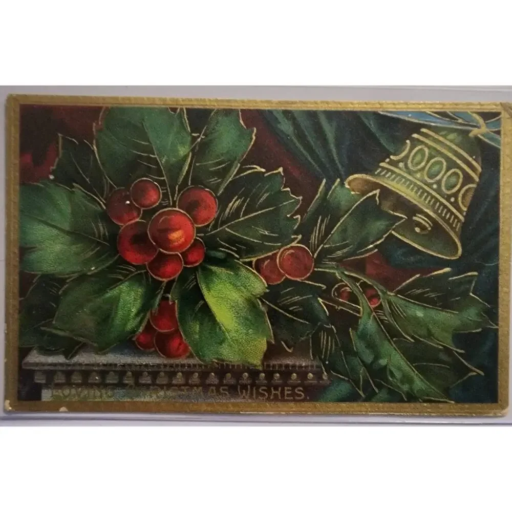 Lot Of Four Vintage Antique Embossed Postcards Flowers Christmas